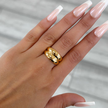 Eliana Double Band Dome Ring in 18k Gold plated stainless steel from prya