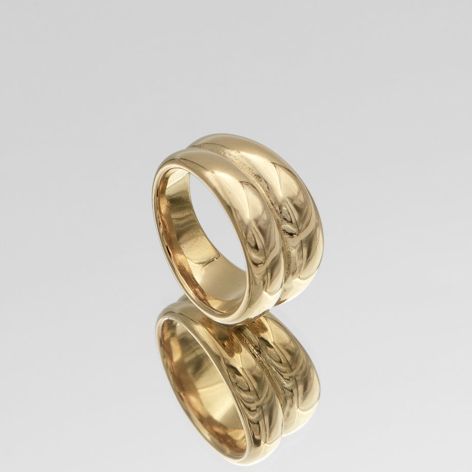 Eliana Double Band Dome Ring in 18k Gold plated stainless steel from prya