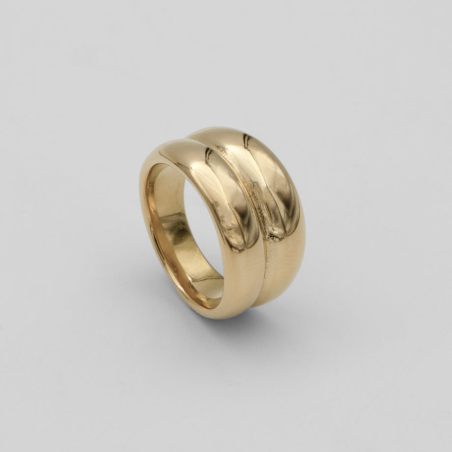 Eliana Double Band Dome Ring in 18k Gold plated stainless steel from prya