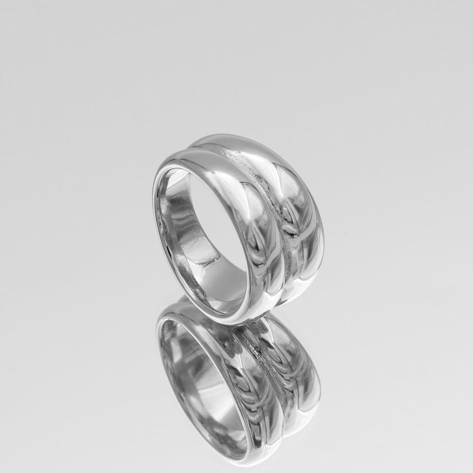 Eliana Double Band Dome Ring in Silver plated stainless steel from prya