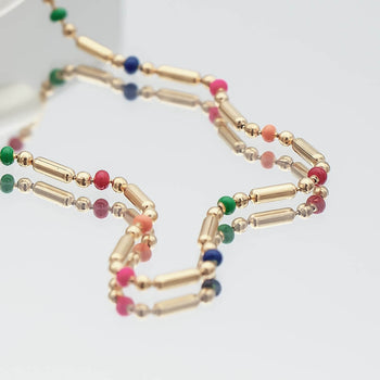 Elsie confetti inspired Necklace, is a stunning Gold plated necklace adorned with vibrant colourful beads from Prya