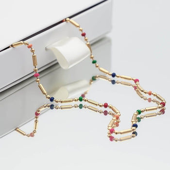 Elsie confetti inspired Necklace, is a stunning Gold plated necklace adorned with vibrant colourful beads in gift box from Prya