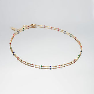 Elsie confetti inspired Necklace, is a stunning Gold plated necklace adorned with vibrant colourful beads from Prya