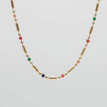 Elsie confetti inspired Necklace, is a stunning Gold plated necklace adorned with vibrant colourful beads from Prya