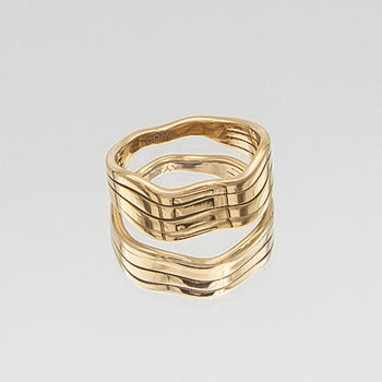 Esme Gold Ring featuring a chunky style with a triple wave band design from Prya