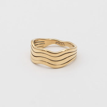 Esme Gold Ring featuring a chunky style with a triple wave band design from Prya