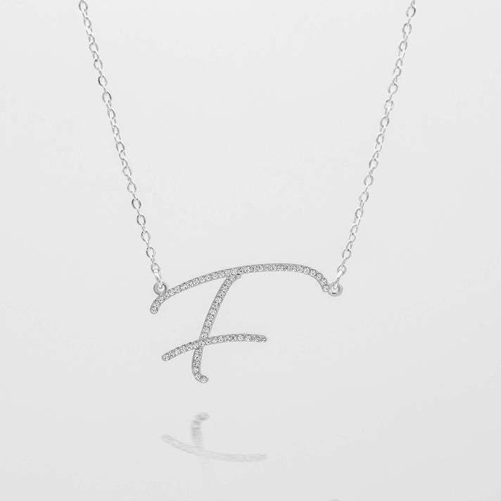 sydney initial necklace with letter 'f' in silver from prya