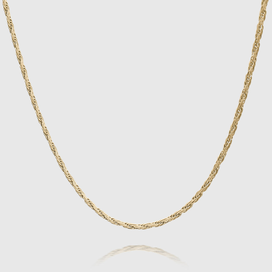 Flat Rope Link Chain, Gold 2mm from PRYA