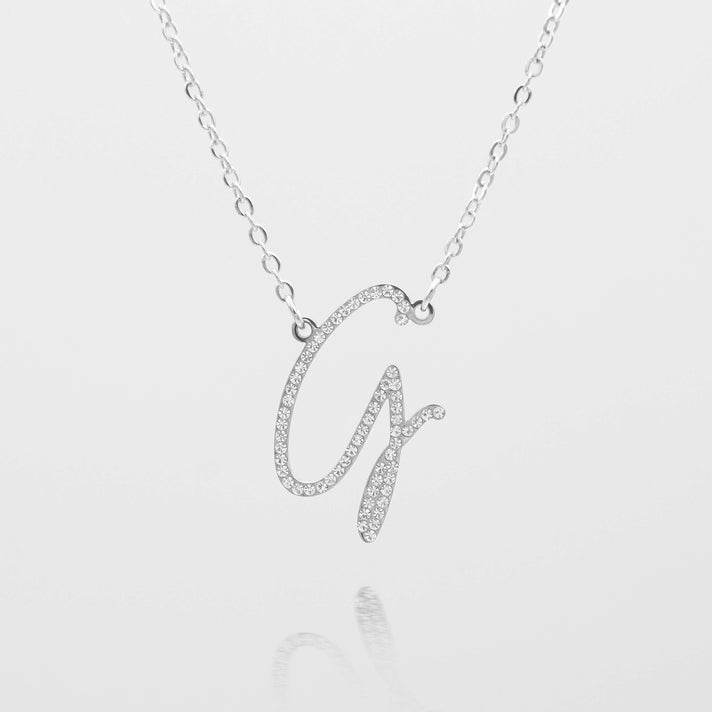 sydney initial necklace with letter 'g' in silver from prya