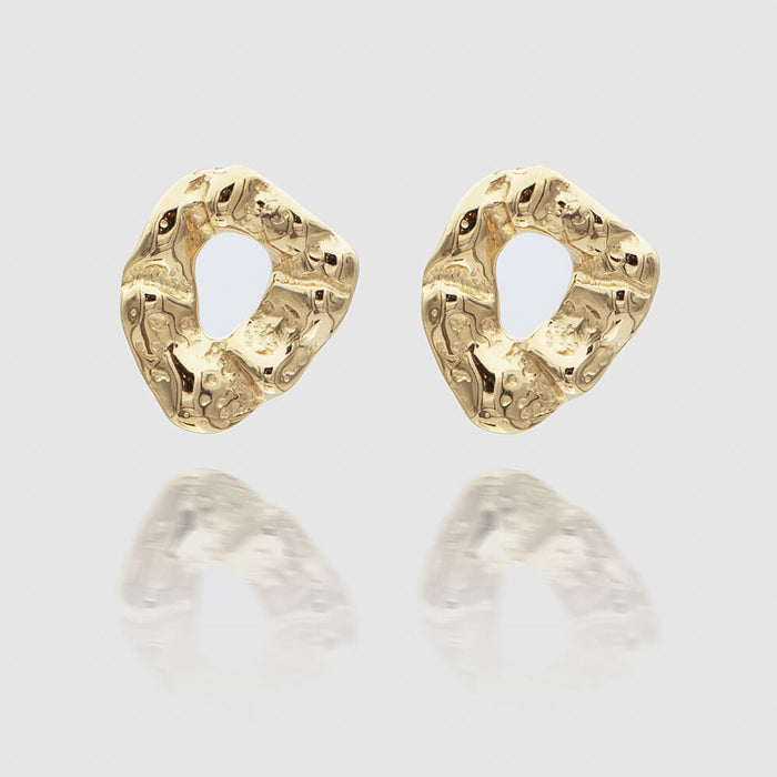 The Gizelle Gold Earrings, crafted in 18K gold plated stainless steel features molten loop texture from Prya