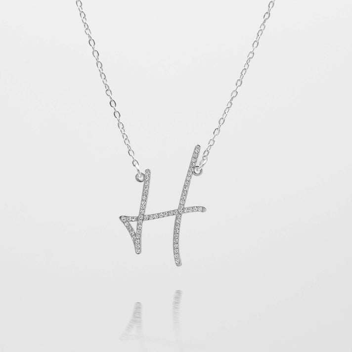 sydney initial necklace with letter 'h' in silver from prya