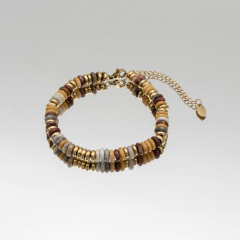 Harmony bracelet, crafted in 18k Gold plated stainless steel and adorned with natural stones from Prya