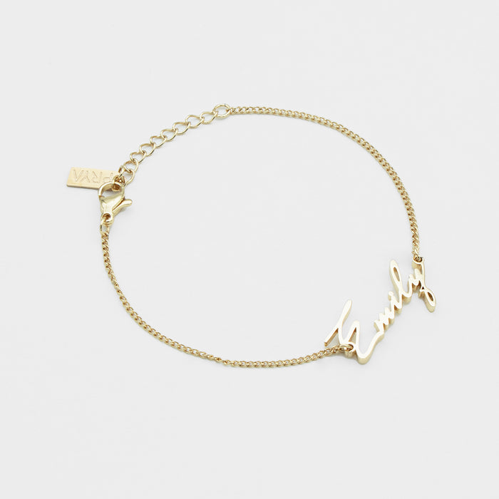 Havana custom name bracelet in 18k gold plated stainless steel from prya