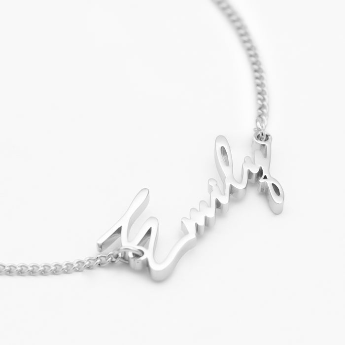 Havana custom name bracelet in silver plated stainless steel from prya