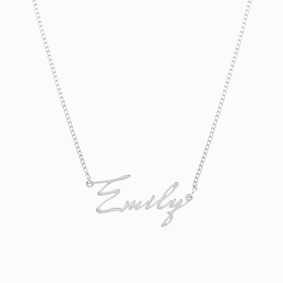 Havana personalised name necklace in silver plated stainless steel from prya