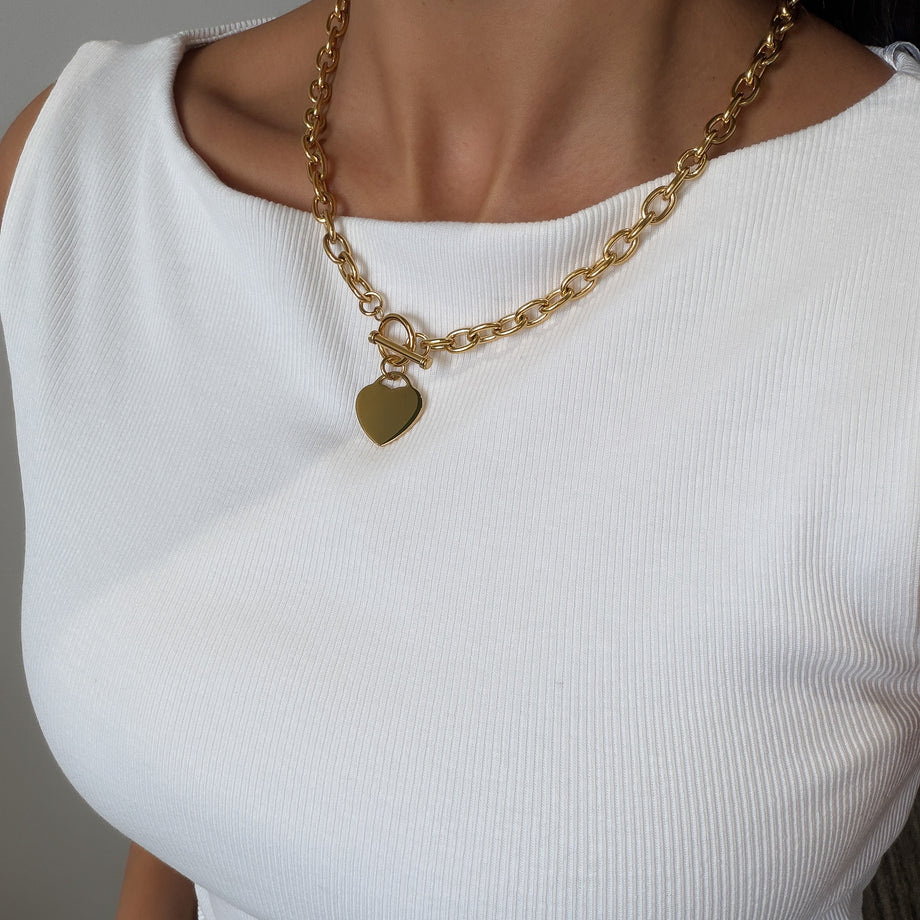 Hayley Heart T-Bar Necklace