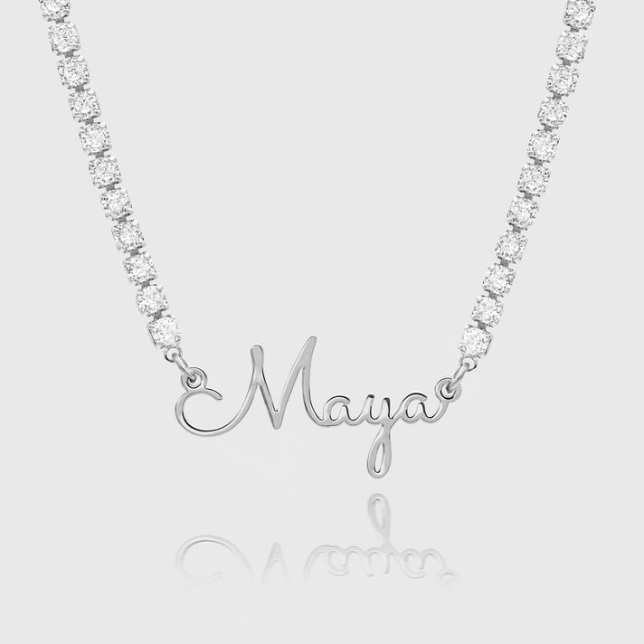 icy london name necklace in silver plated from prya