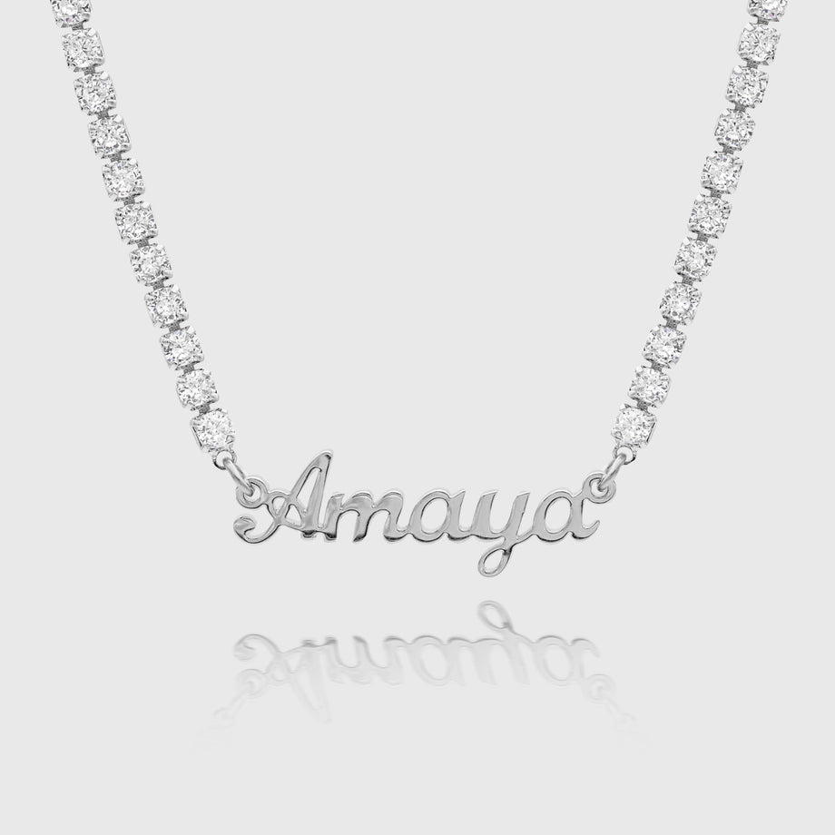 ICY miami name necklace, personalised, available in 18k gold plated, silver or rose gold plated from prya