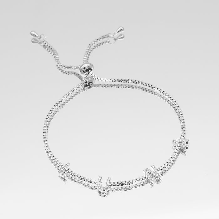 icy custom name bracelet in silver 