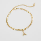  ICY Initial Anklet, cuban chain in gold from prya