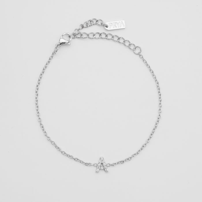 lana icy initial bracelet in silver plated from prya