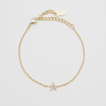 lana icy initial bracelet in 18k gold plated from prya