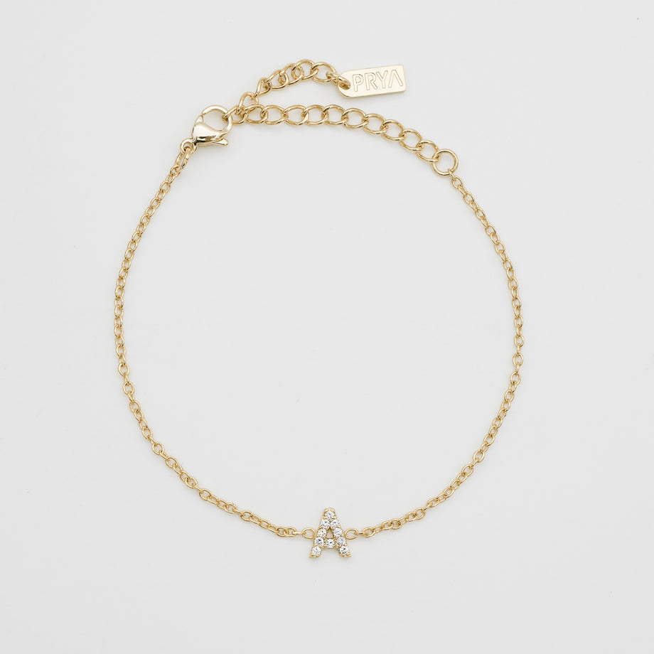 lana icy initial bracelet in 18k gold plated from prya