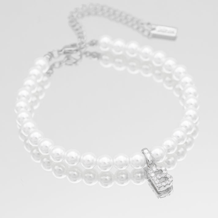 Pave Pearl Initial Bracelet