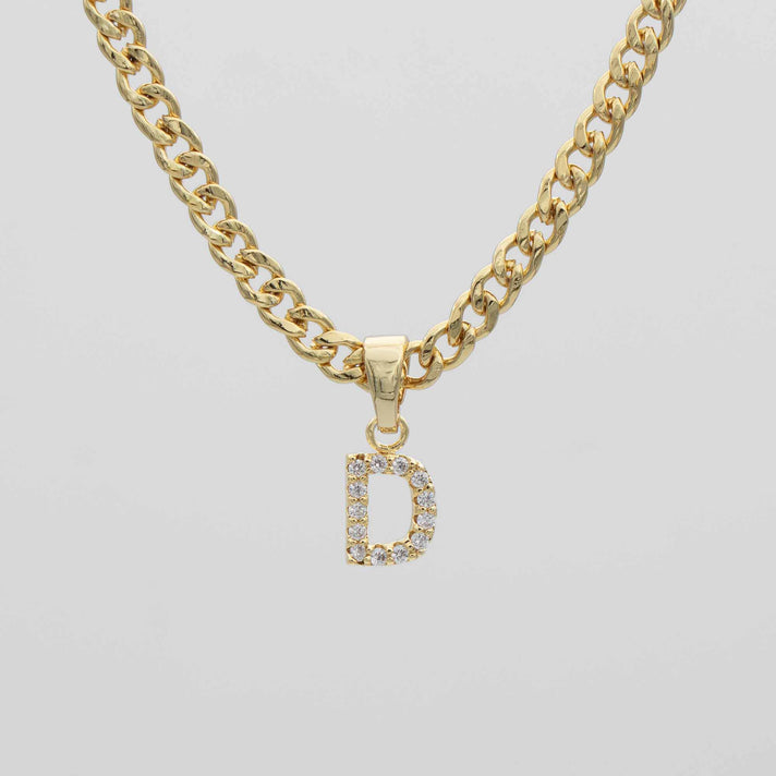 ICY Initial Necklace Cuban, available in Gold or Silver Plated, A-Z initials from Prya