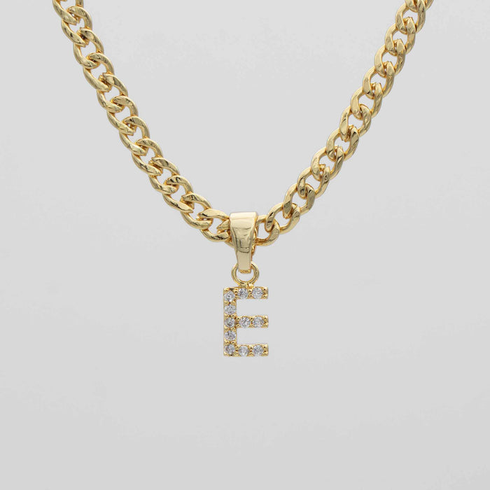 ICY Initial Necklace Cuban, available in Gold or Silver Plated, A-Z initials from Prya