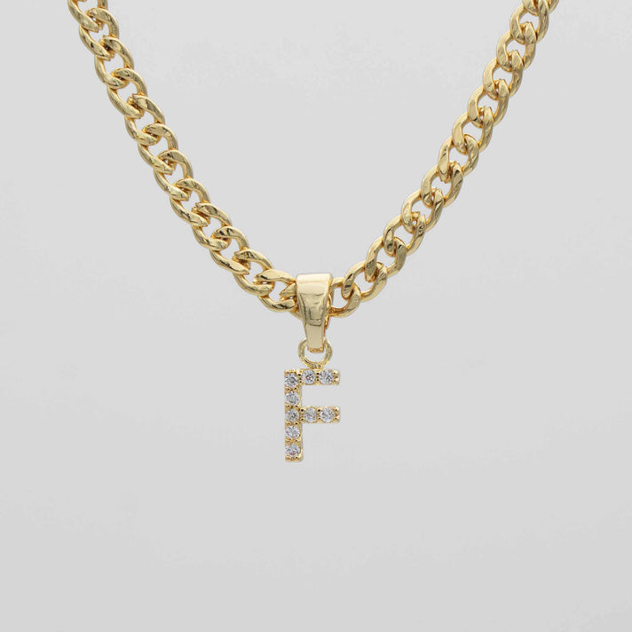 ICY Initial Necklace Cuban, available in Gold or Silver Plated, A-Z initials from Prya