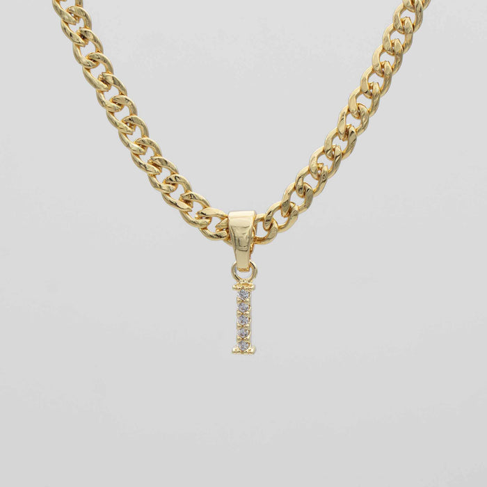 ICY Initial Necklace Cuban, available in Gold or Silver Plated, A-Z initials from Prya
