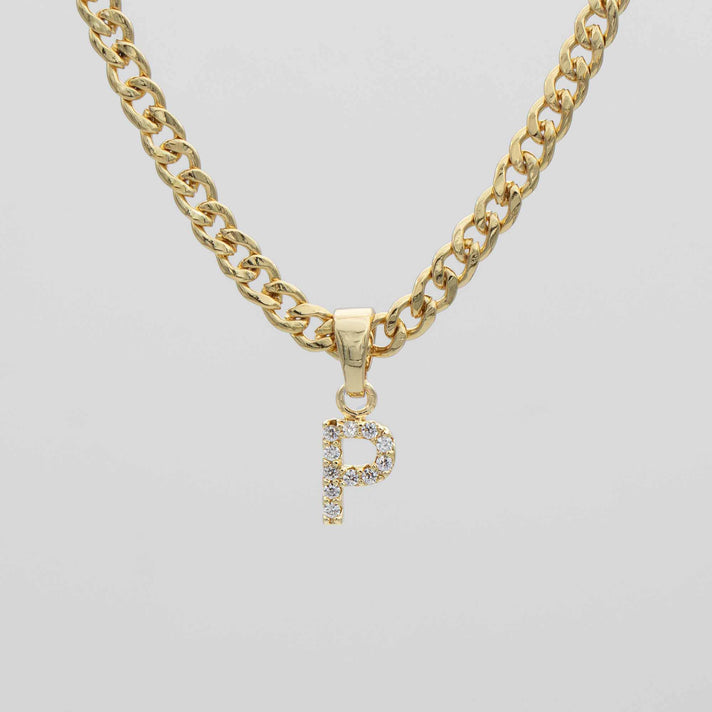 ICY Initial Necklace Cuban, available in Gold or Silver Plated, A-Z initials from Prya