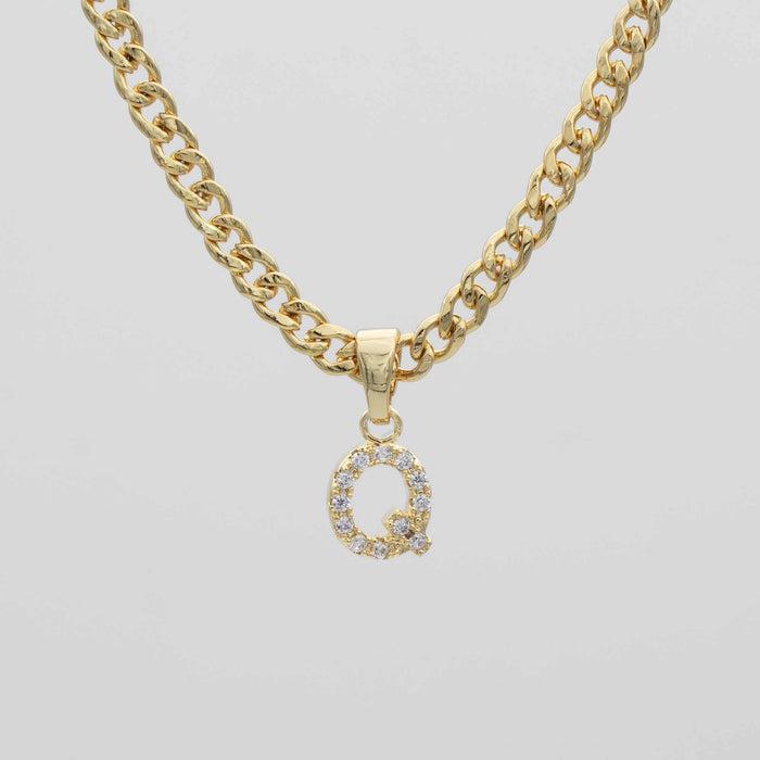ICY Initial Necklace Cuban, available in Gold or Silver Plated, A-Z initials from Prya