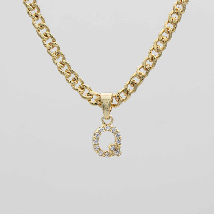 ICY Initial Necklace Cuban, available in Gold or Silver Plated, A-Z initials from Prya