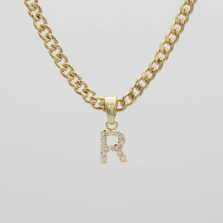 ICY Initial Necklace Cuban, available in Gold or Silver Plated, A-Z initials from Prya