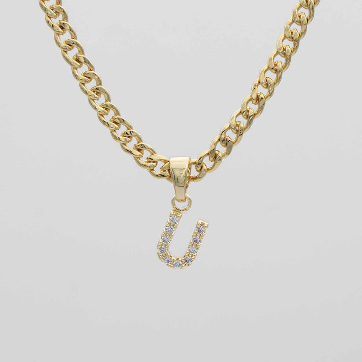 ICY Initial Necklace Cuban, available in Gold or Silver Plated, A-Z initials from Prya