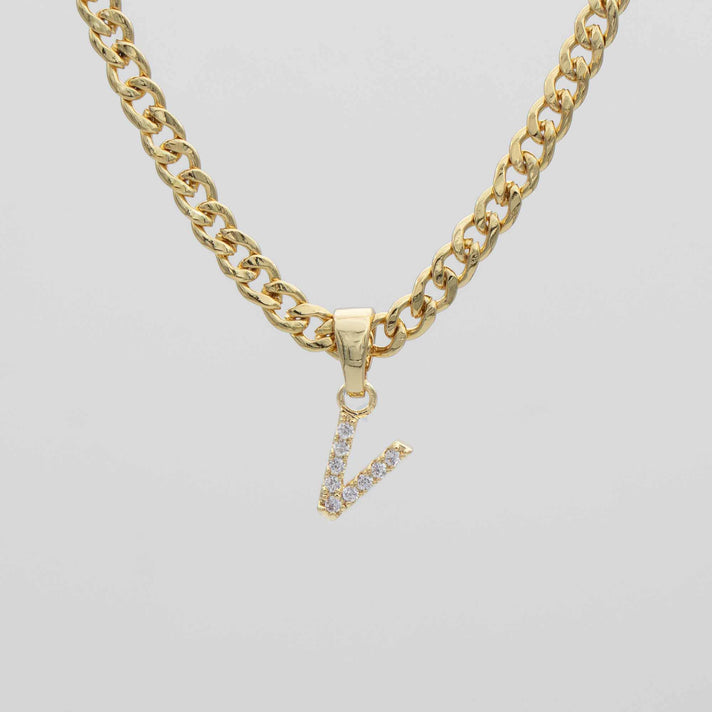 ICY Initial Necklace Cuban, available in Gold or Silver Plated, A-Z initials from Prya