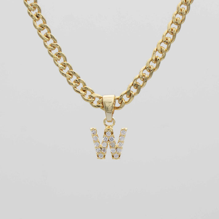 ICY Initial Necklace Cuban, available in Gold or Silver Plated, A-Z initials from Prya