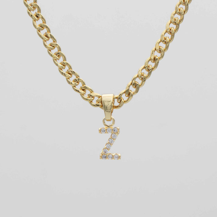 ICY Initial Necklace Cuban, available in Gold or Silver Plated, A-Z initials from Prya