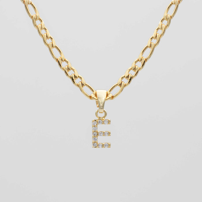ICY Initial Necklace Figaro, available in Gold or Silver Plated, A-Z initials from Prya