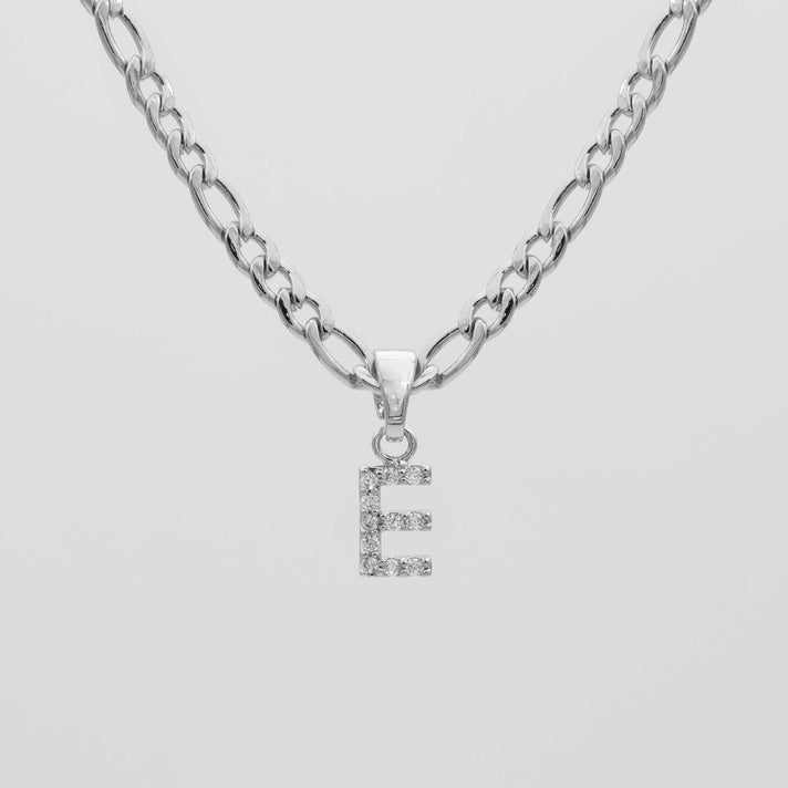 ICY Initial Necklace Figaro, available in Gold or Silver Plated, A-Z initials from Prya
