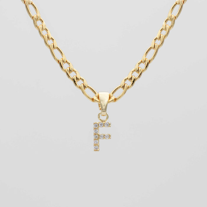ICY Initial Necklace Figaro, available in Gold or Silver Plated, A-Z initials from Prya