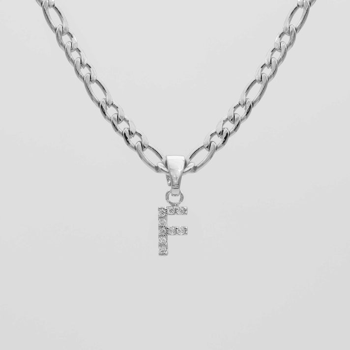 ICY Initial Necklace Figaro, available in Gold or Silver Plated, A-Z initials from Prya