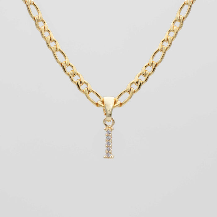ICY Initial Necklace Figaro, available in Gold or Silver Plated, A-Z initials from Prya