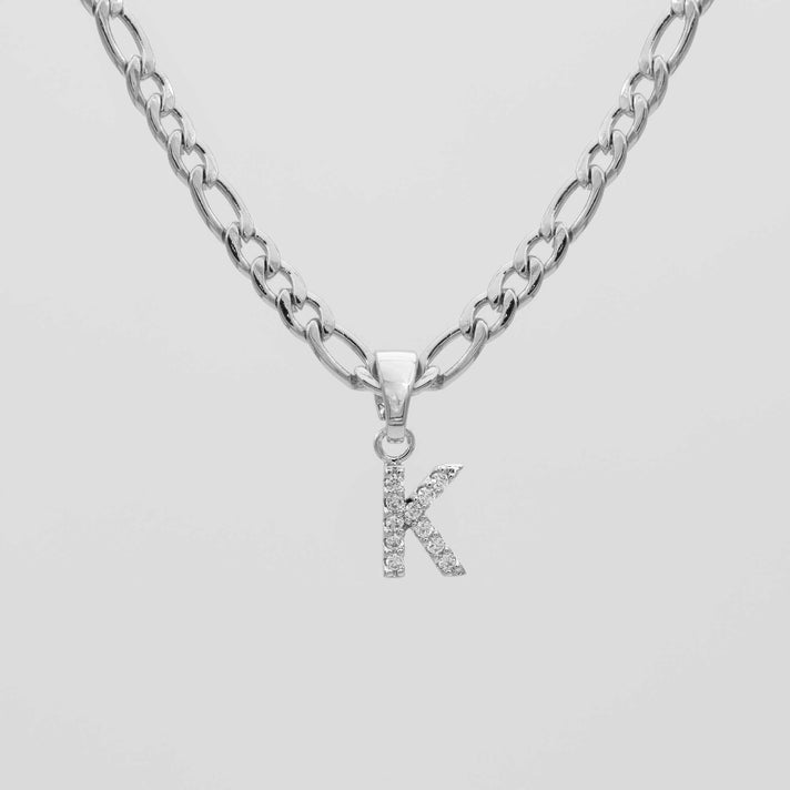 ICY Initial Necklace Figaro, available in Gold or Silver Plated, A-Z initials from Prya
