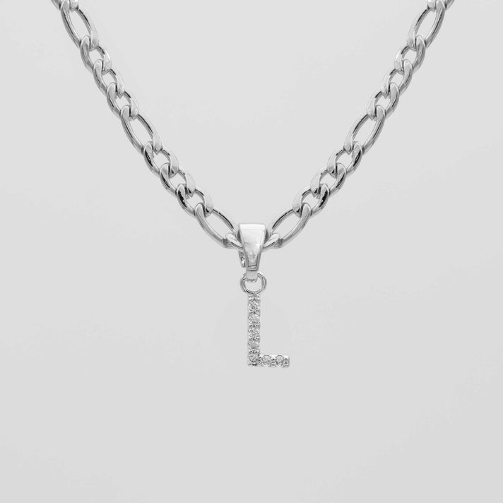 ICY Initial Necklace Figaro, available in Gold or Silver Plated, A-Z initials from Prya