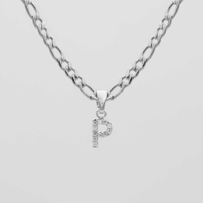 ICY Initial Necklace Figaro, available in Gold or Silver Plated, A-Z initials from Prya