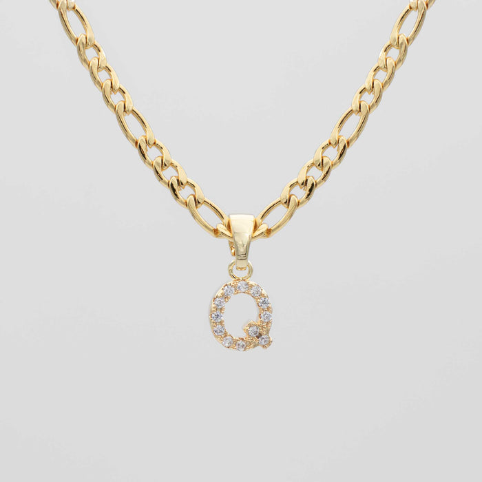 ICY Initial Necklace Figaro, available in Gold or Silver Plated, A-Z initials from Prya