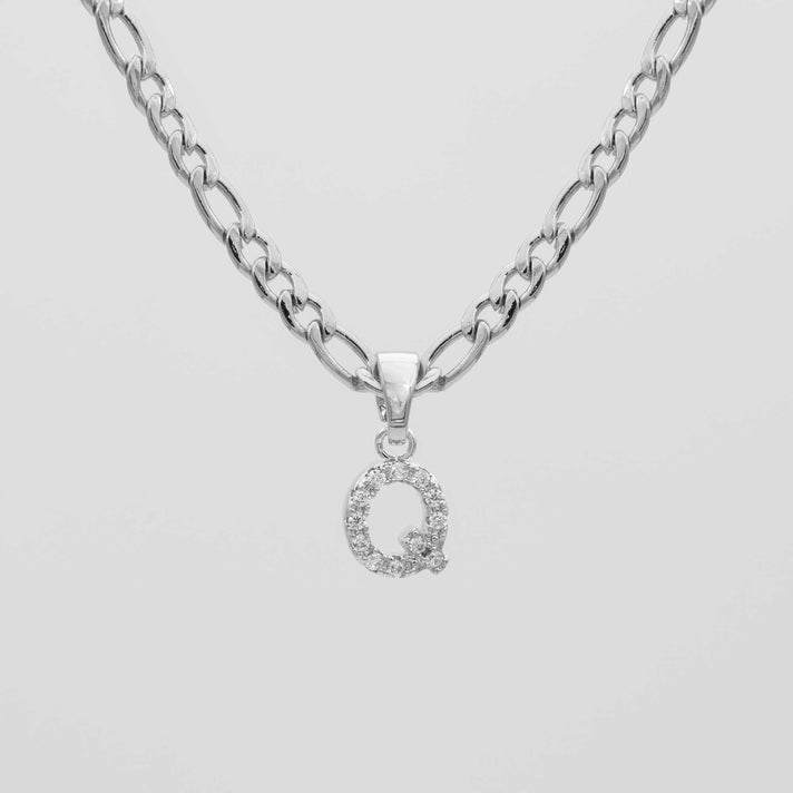 ICY Initial Necklace Figaro, available in Gold or Silver Plated, A-Z initials from Prya